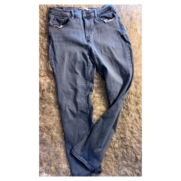 Levis 314 Shaping Straight Leg Jeans Light Wash Blue‎ Denim W30 L32 Mens 10M - Image 9