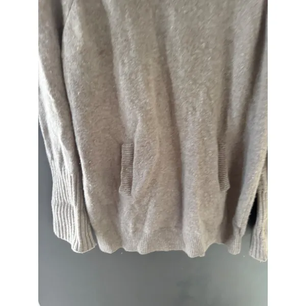 Gap Womens Lambswool Blend Cowl Neck Sweater Taupe Tan‎ Pockets Small - Image 3