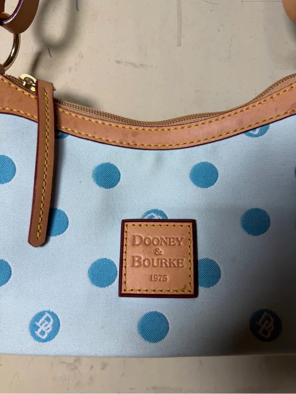 Dooney & Bourke Mini East West Slouch Bag Sky Blue Polka Dot Y2K - Image 13