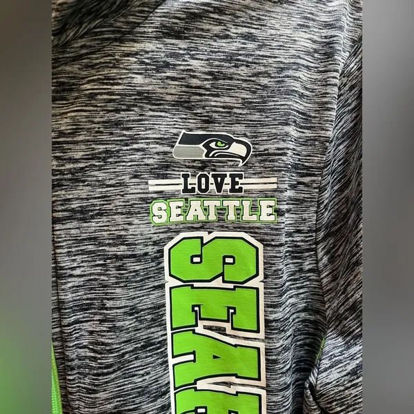 NFL Teens Love Seattle Seahawks Zip Up Athletic Jacket Grey Rave Green XL - Image 3
