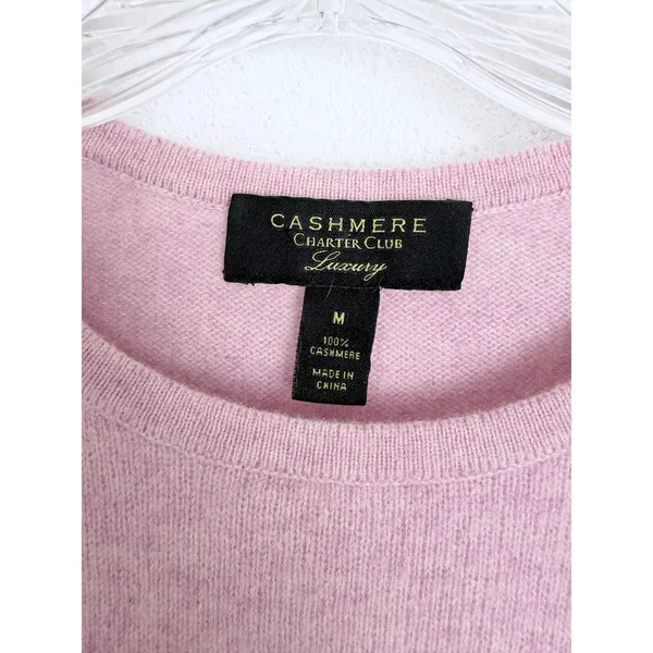 Charter Club Luxury 100% Cashmere Sweater Pink Lilac Crewneck M - Image 3