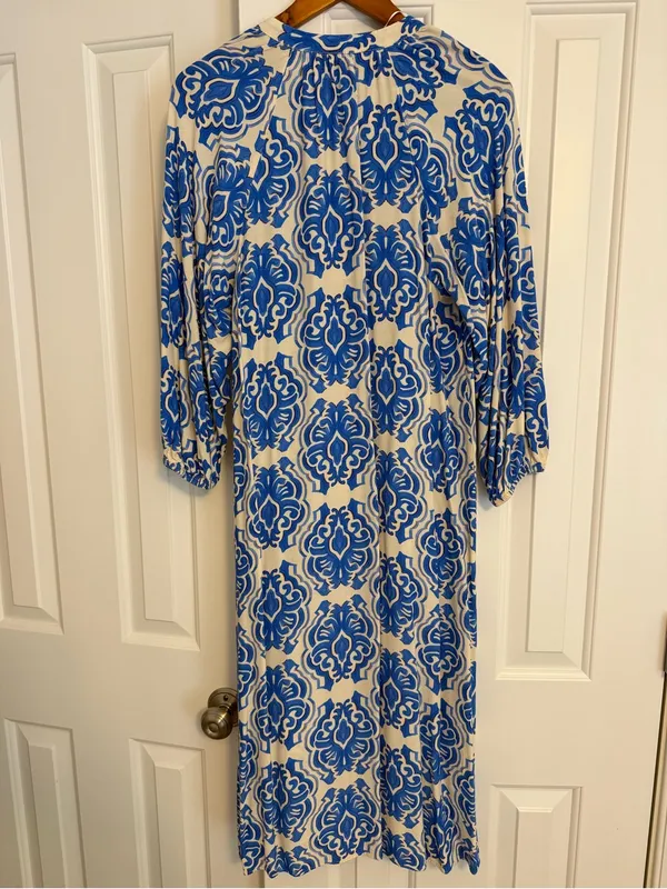 Zara Medallion Print Button Down Tunic Kaftan Midi Dress Size Small - Image 8