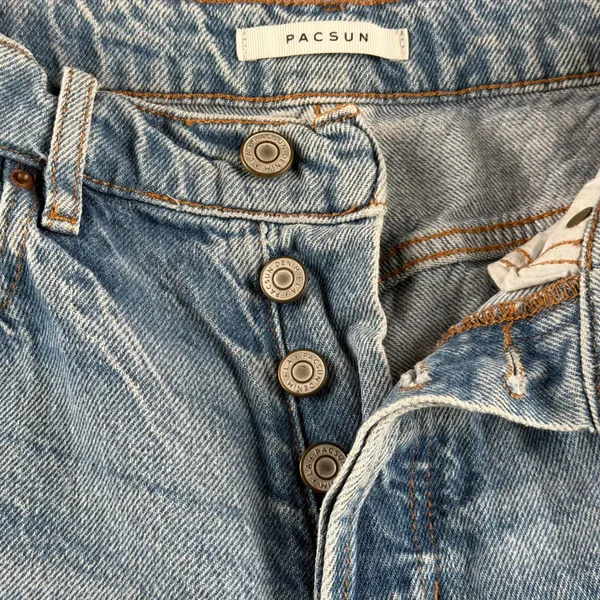 PacSun High Rise Straight Leg Distressed Jeans Light Wash Blue Size 23 - Image 2