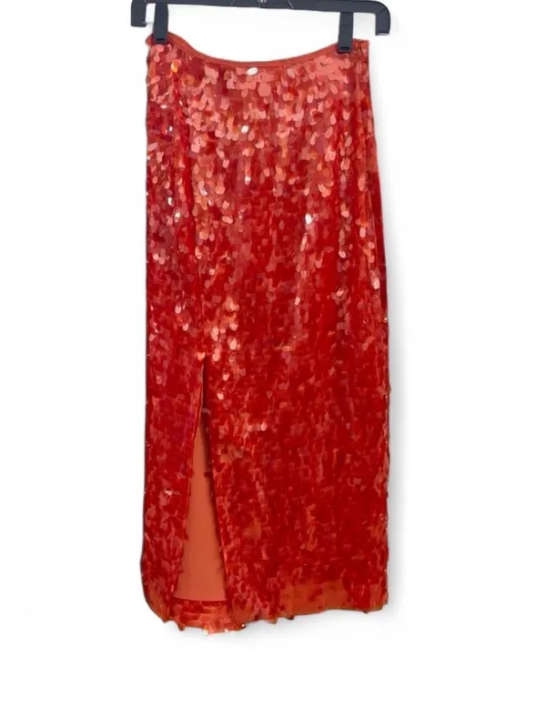 NWT Zara Red Sequin Midi Skirt - Image 2