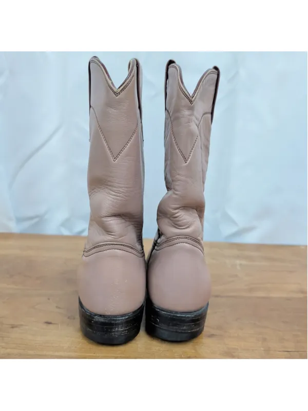 Vintage Pecos Bill soft pink Ladies' Leather Roper Western Boots Size 7 - Image 7