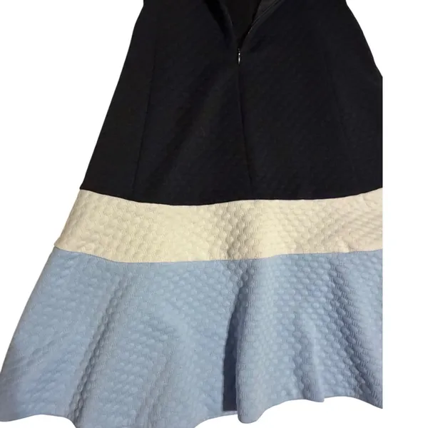Eliza J Navy‎ Blue Colorblock Textured Honeycomb Fit & Flare Dress Size 6 - Image 14