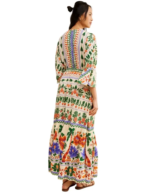 FARM Rio for Anthropologie V-Neck Kaftan Maxi Cut-Out Dress - Image 3