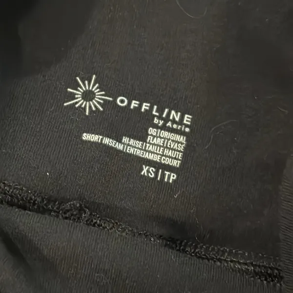 Offline Aerie Black OG Flare Pants High Rise Short Inseam XS - Image 4