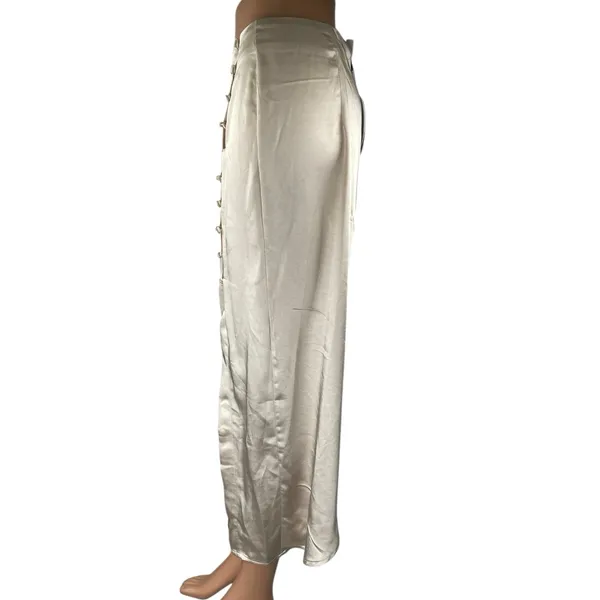 NEW Princess Polly Beige Silk Satin Asymmetric Midi Straight Pencil Slip Skirt 6 - Image 2