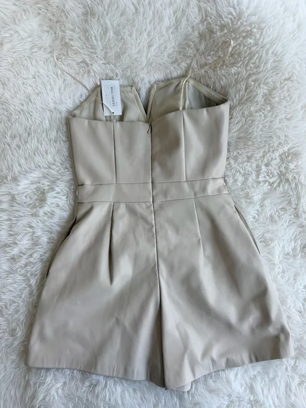 DO+BE Faux Leather Strapless Ruched Romper Style GY2171 - Image 4