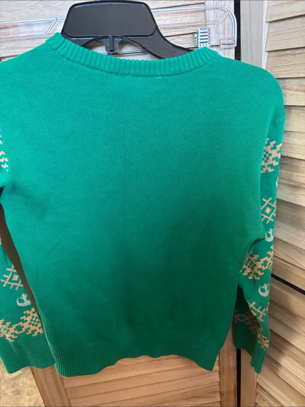 Disney Green Knit Holiday Sweater Medium - Image 5