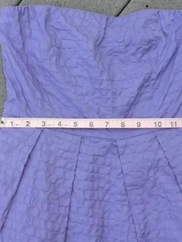 J. Crew Purple Crinkle Pattern Strapless Dress with Pockets - Image 11