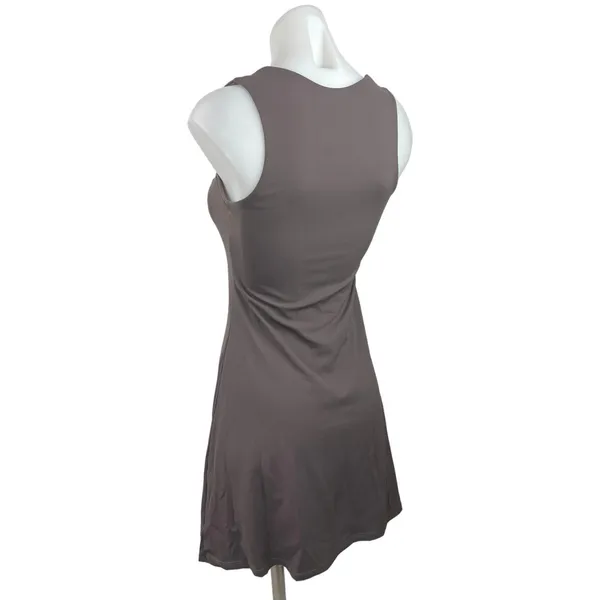 Qinsen Women's Gray Sleeveless Stretch Square Neck A Line Flare Mini Dress Sz 6 - Image 2
