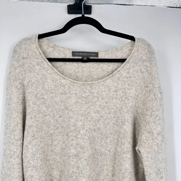 French‎ Connection Wool Blend Light Gray Bell Sleeve Boat Neck Sweater Small - Image 2