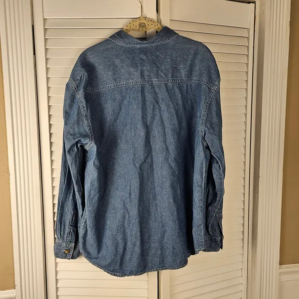 Vintage POOH Disney Embroidered Eeyore Denim Long Sleeve Button Down Shirt‎ Med - Image 4