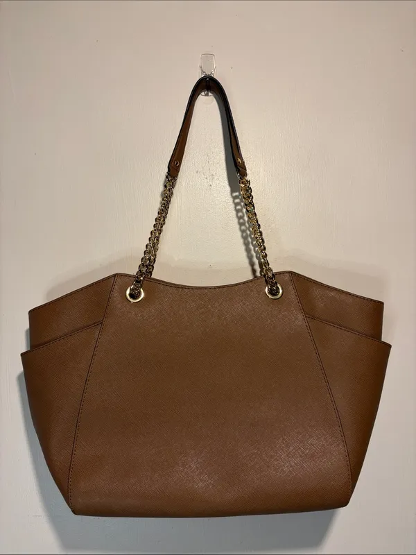 Michael Kors Jet Set Travel Large Bag Chain Straps Brown Full Zip - Image 2