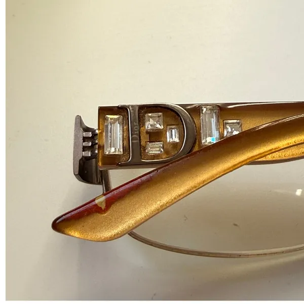 Christian Dior RARE Gold Baguette Jeweled CD3706 NLY 135 Eyeglasses Bella‎ Hadid - Image 5