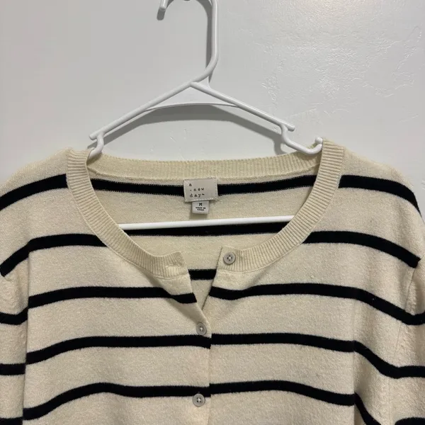 A New Day Striped button up cardigan sweater medium - Image 3
