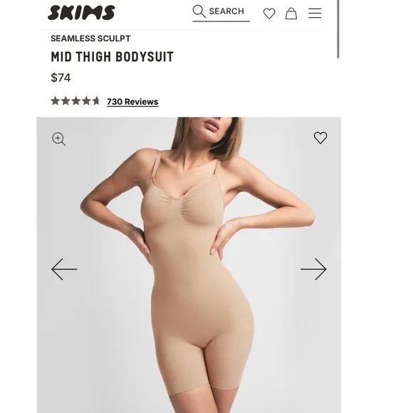 Skims Seamless Sculpt Mid Thigh Bodysuit Clay‎ Beige Slimming Shapewear Size S/M - Image 8