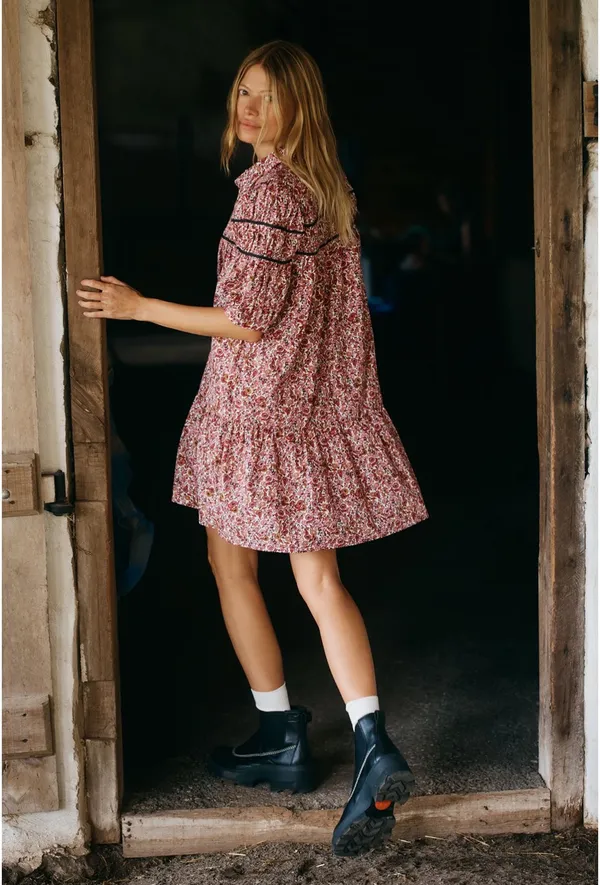 Anthropologie Maeve Leandra The Shirred Yoke Mini Dress - Image 7