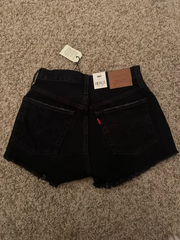 Black Levi’s Shorts 501 Denim Distressed - Image 2