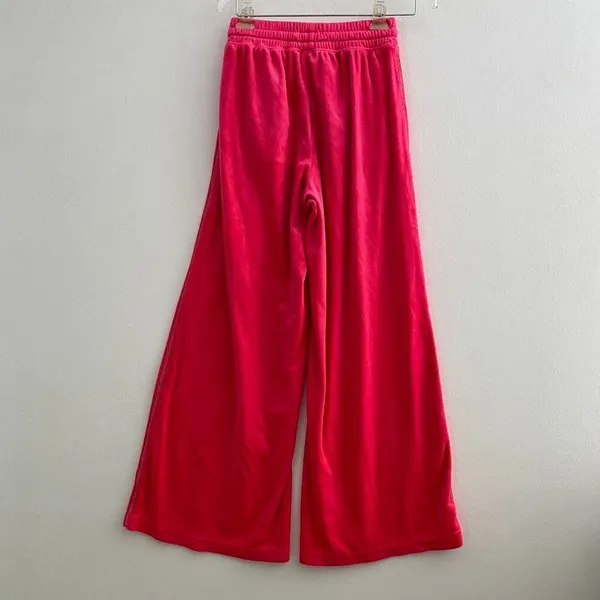 OFFLINE by Aerie Velour Wide Leg Lounge Pants XS Hot Pink Y2K Athleisure - Image 3