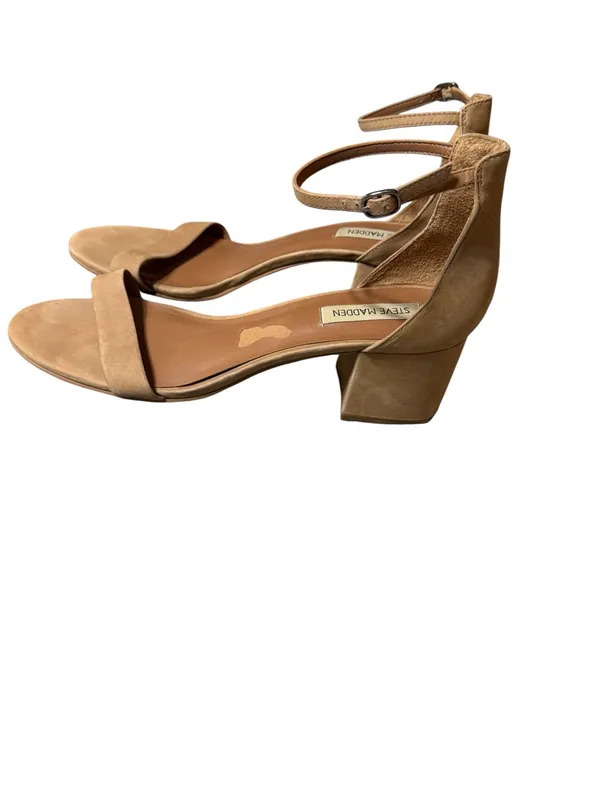 Steve Madden Irenee Tan Suede Ankle Strap Block Low Heel Sandals Womens Size 11 - Image 3