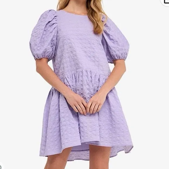 ✨ENGLISH FACTORY Back Tie Jacquard Lavender Sz Medium Dress✨ - Image 3
