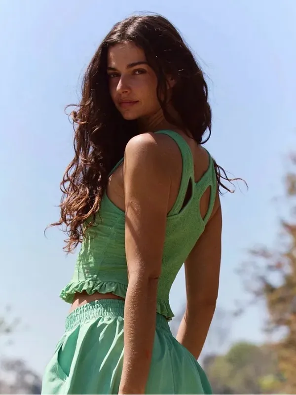 Free People Fp Movement Smockin’ Hot Green Crop Top Xl 💚 - Image 10