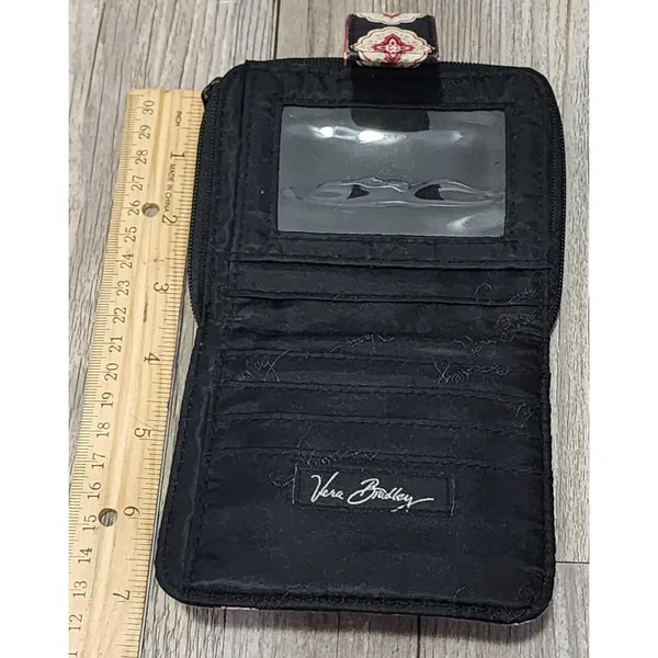 Vera Bradley‎ Wallet Compact Zip Around Paisley Print Black Small - Image 4
