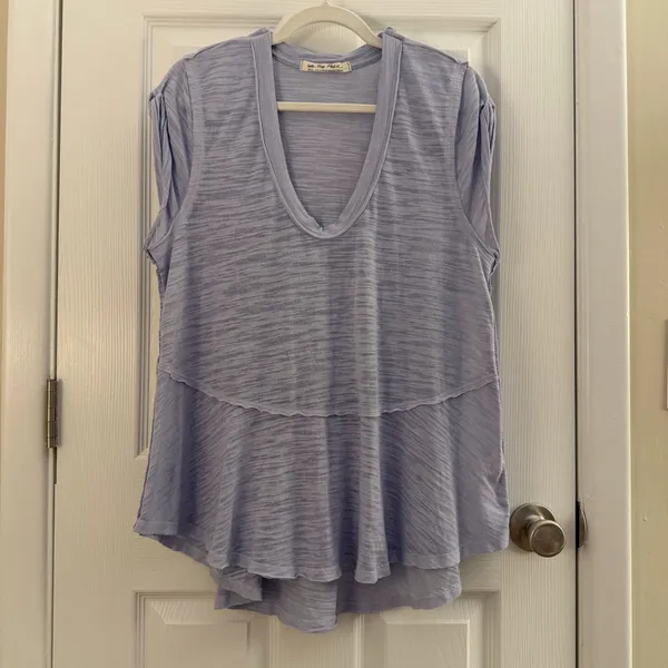 Free People We The Free Purple Semi Sheer Sweetness Tee Small - Image 2