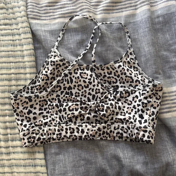 White and black leopard print sports bra - Image 2