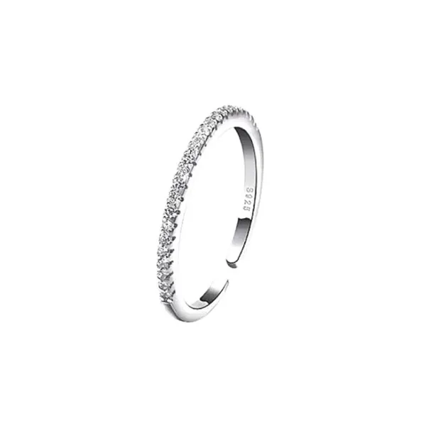 NEW Dainty 14k Gold Plated S925 Simulated Diamond Band Ring, Adjustable Band‎ - Image 3