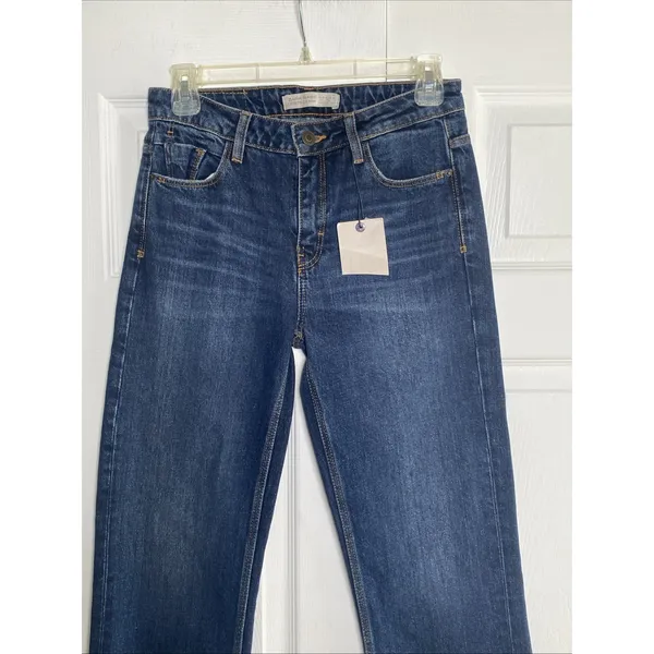 Zara Z1975 Straight Leg Jeans Womens Size 2 Blue Dark Wash Denim New Normcore - Image 2