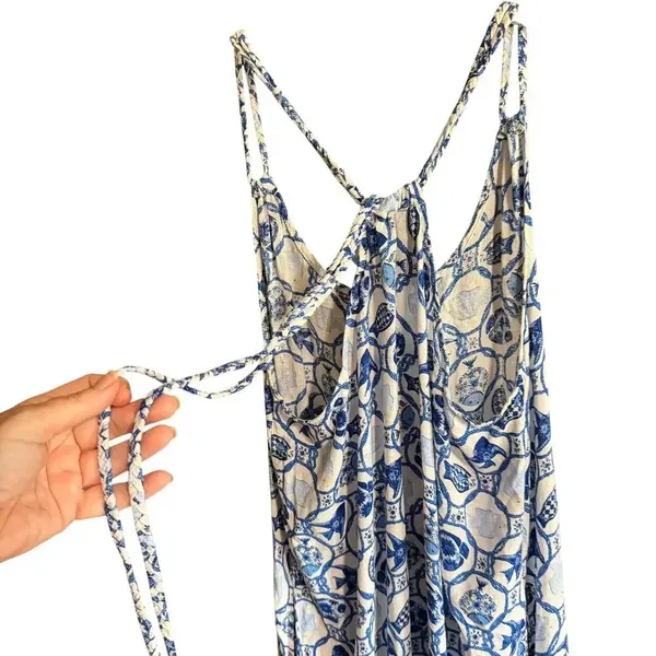Isaac Mizrahi New York Linen Blend Maxi Dress NWT Blue White - Image 7