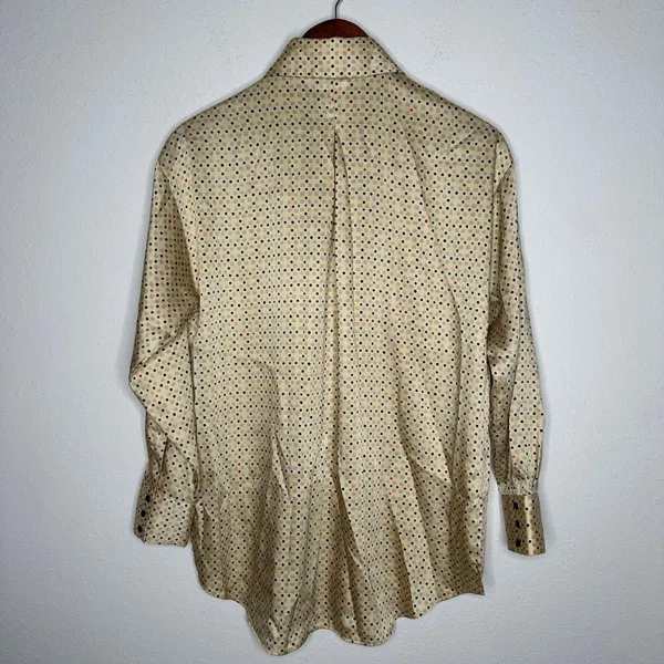 Zara Basics polyester geometric gold button‎ up blouse Sz M - Image 6