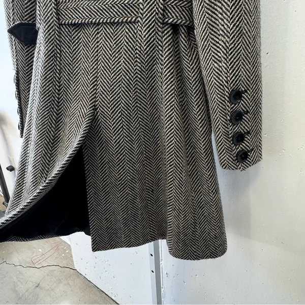 Guess Women’s Wool‎ Blend Herringbone Tailored Double Breasted Pea Coat Gray Sm - Image 7