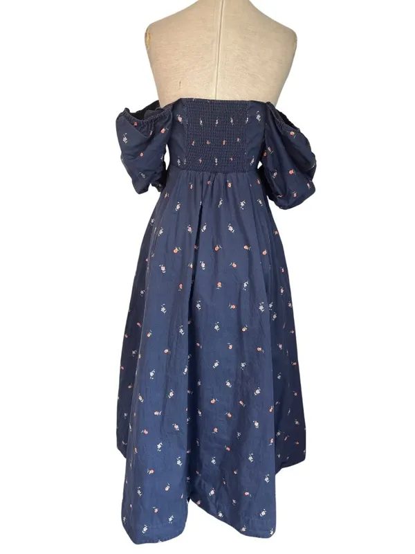 Hill House Home Matilda Dress in Blue Medium Womens Floral Rosette Print Puff - Image 8