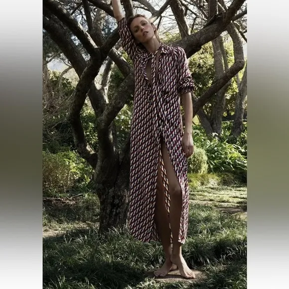 ZARA Geometric Print Midi Dress Multicolored Size Medium‎ - Image 2