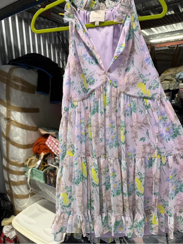 cinq a sept Lavender Floral Tiered Mini Dress with Yellow & Green Accents - Image 2