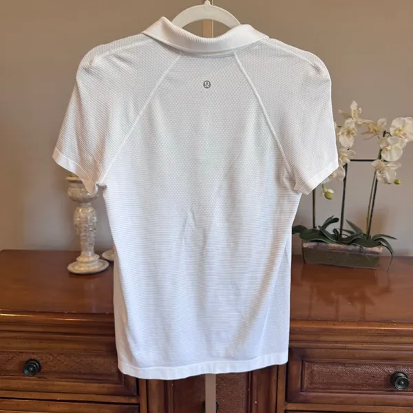 Lululemon Swiftly Tech Short Sleeve Polo Shirt White Size 8 - Image 5