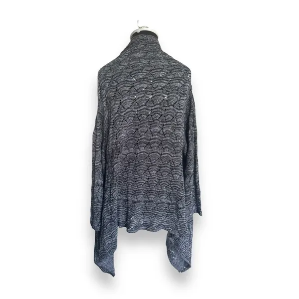 Chico's Womens Cardigan‎ Sz 1 M 8 10 Gray Black Waterfall Sweater Open Front - Image 5