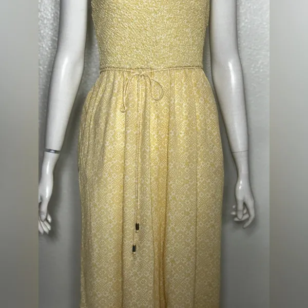 Free People 100%Viscose Little Of Your Love Yellow Floral Jumpsuit Size XS L-20 - Image 6