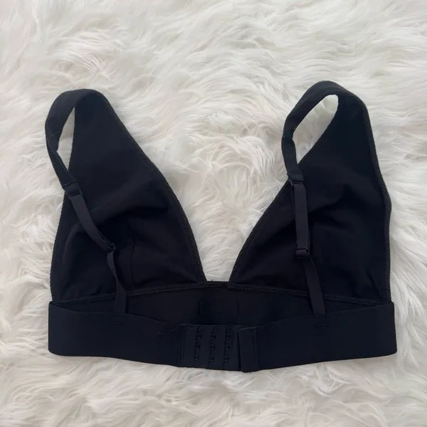 Skims Cotton Rib Plunge Bralette Soot Size Small - Image 4