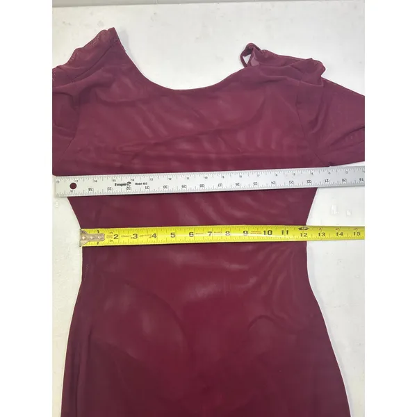 Edikted Lace Up Mesh Mini Dress In Burgandy. Size M NWOT - Image 8