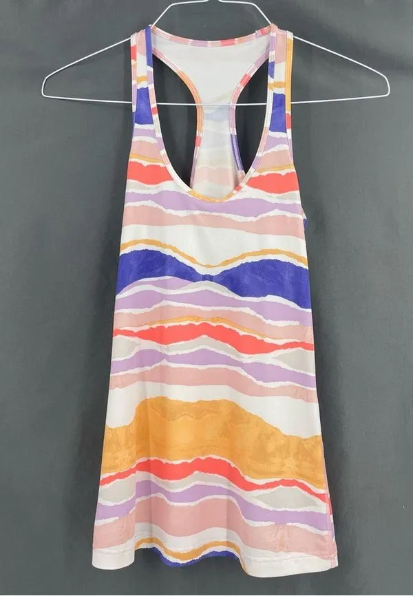 Lululemon Cool Racerback Beacher Stripe White Iris Flower Tank Top - Image 3