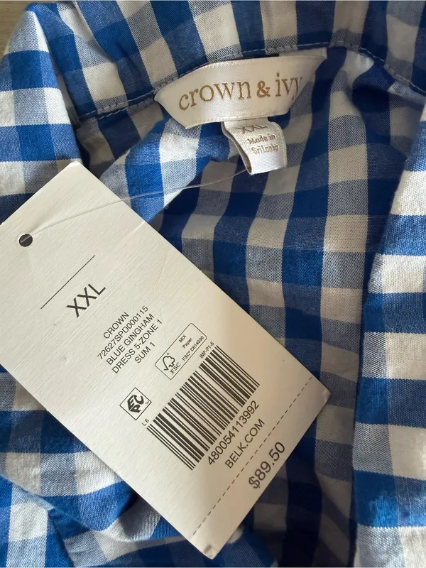 Crown & Ivy Short Sleeve Swing Shirt Dress Blue/White XXL NWT - Image 9