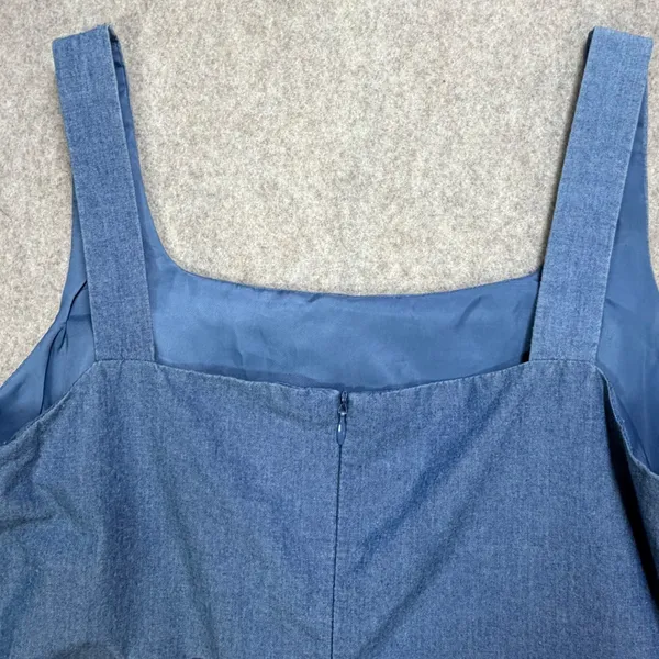 Gap Blue Denim Shift Dress Womens 4 Square Neck Sleeveless‎ Mini Cotton Coastal - Image 4