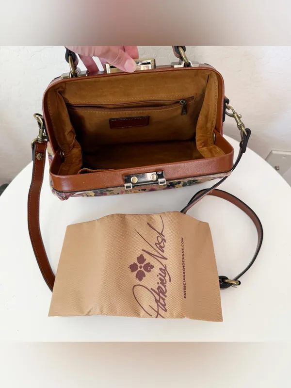 Patricia Nash Gracchi Antique Rose Leather Satchel Crossbody Cottagecore - Image 6