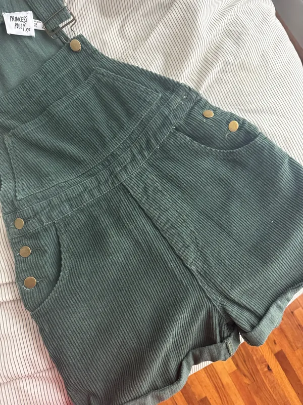 Princess Polly Corduroy Overalls Green - Image 3